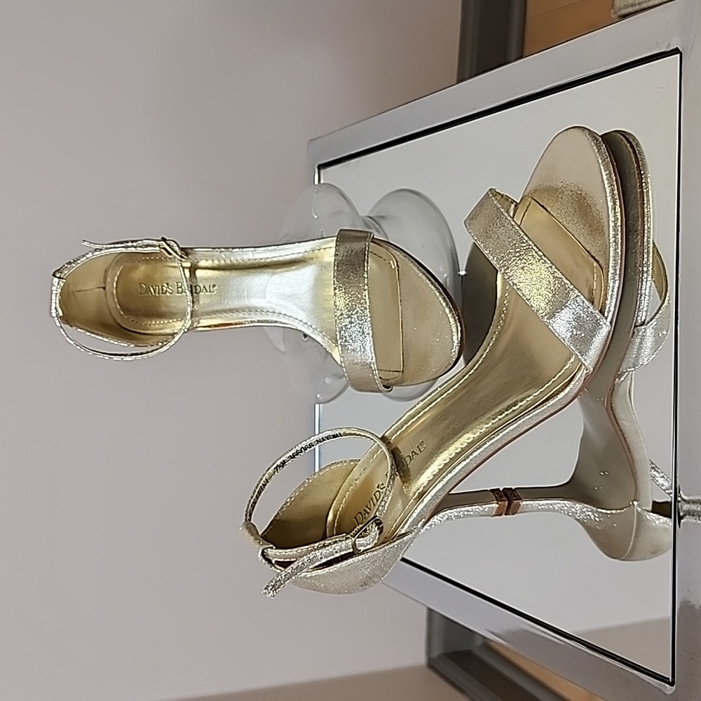 Metallic Gold Ankle-Strap Women's Heeled Sandals